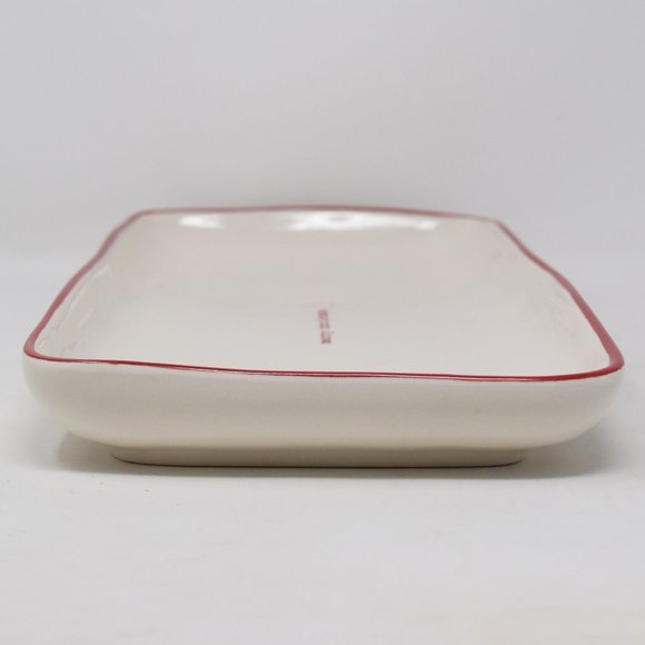 Rae Dunn Merry Christmas Platter Red Trim Type New - Picture 8 of 11